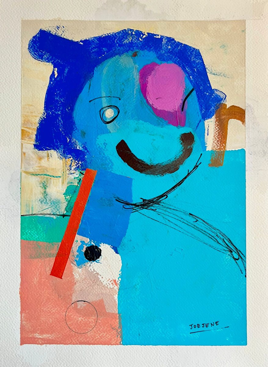 Abstract Acrylic Painting By Joejene C. Santos, 11 X 15, Blue, Original Artwork