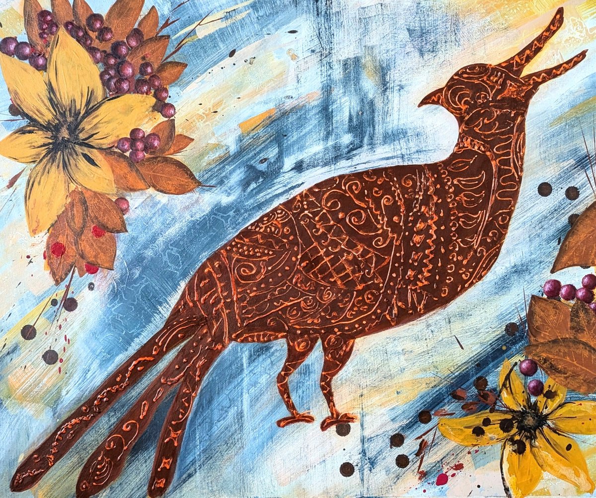 Organic Animal Acrylic Painting By Wowhawk, 28 X 24", Intricate Song, Original Artwork