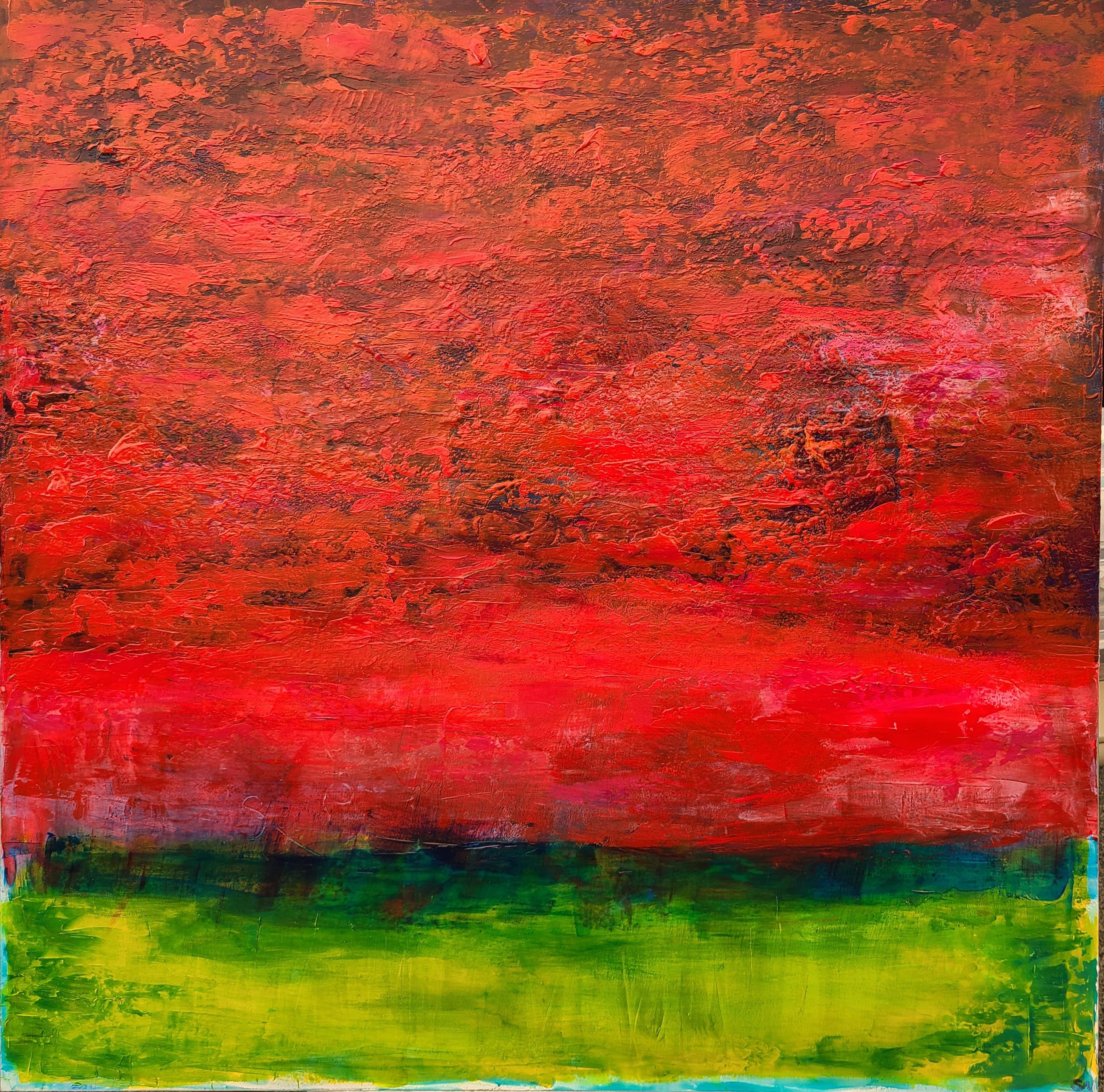 Organic Landscape Acrylic Painting By Stacy Neasham, 36 X 36", Sailors Delight, Original Artwork