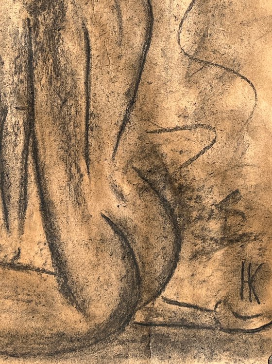 Nude Drawing Female Original Art Woman Nude Painting Erotic Wall Art 12 by 17"  by Halyna Kirichenko