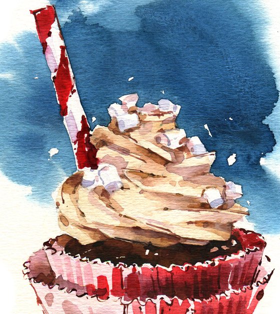 "Cake" original watercolor food illustration