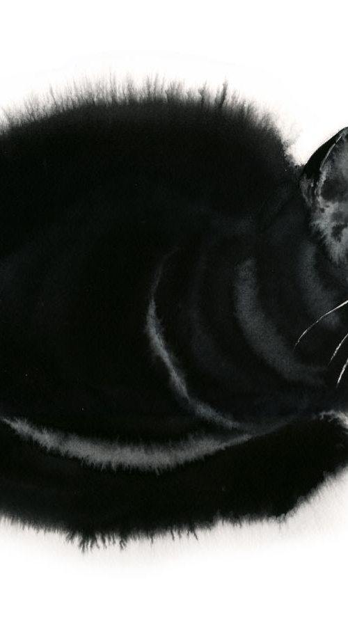 Black Cat by Olga Beliaeva Watercolour