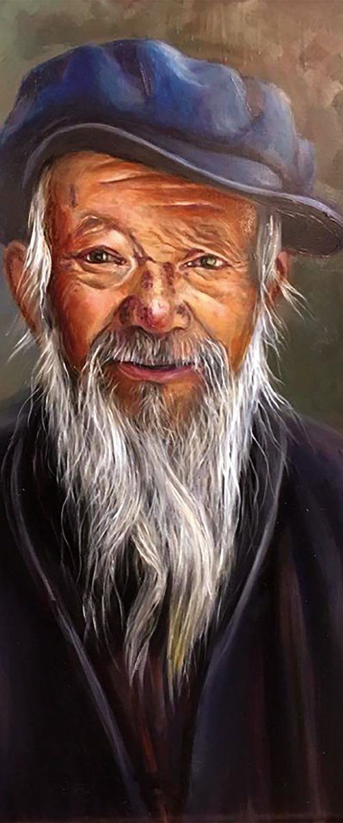 Old man with hat by Jennie Smallenbroek