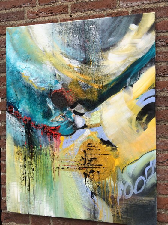 "Join my world II" ,  Large Abstract Acrylic Painting - 28x36inches