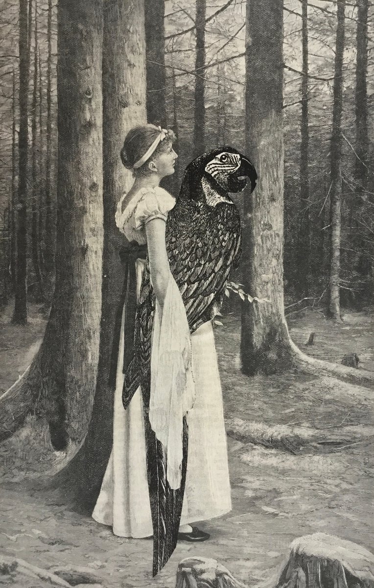 Surrealistic Portrait Collage By Tudor Evans, 6 X 9", Two Friends, Original Artwork