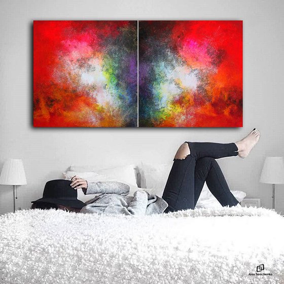 180x90cm / two piece abstract painting / Alex Senchenko © 2019 / Radiance
