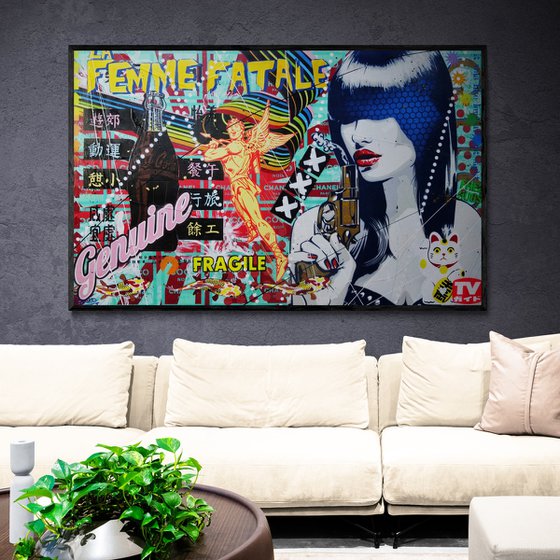 The Attraction 160cm x 100cm Geisha Assassin Textured Urban Pop Art