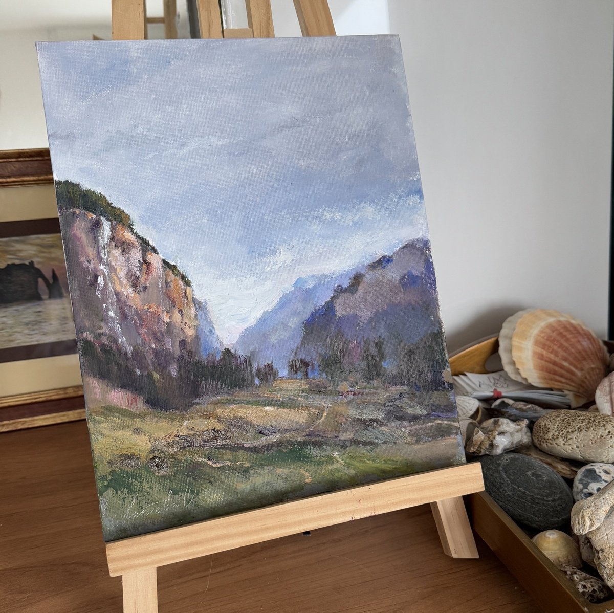 Impressionistic Landscape Oil Painting By Olha Laptieva, 10 X 12", In The Mountains Of Switzerland, Original Artwork