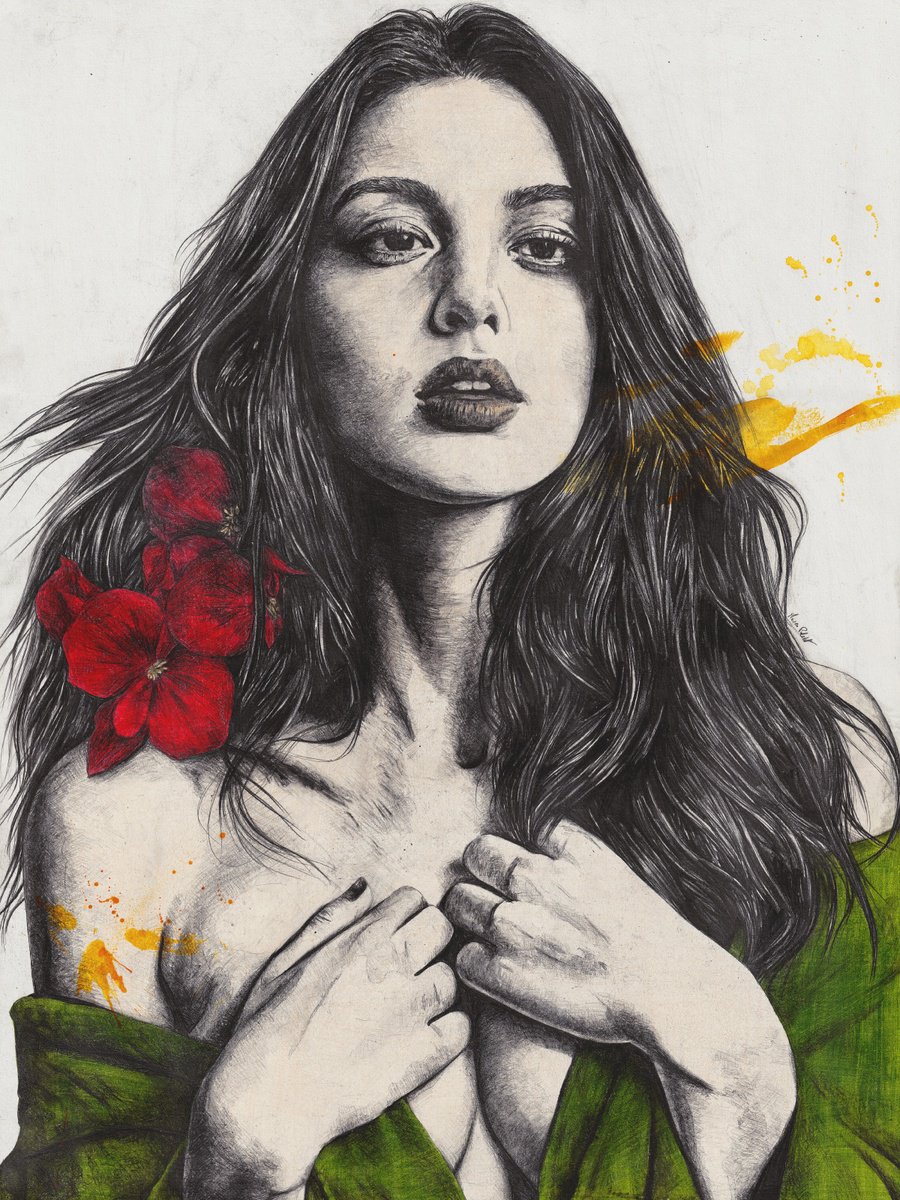 Expressive Portrait Pencil Drawing By Marco Paludet, 24 X 31", Arcarsenal, Original Artwork