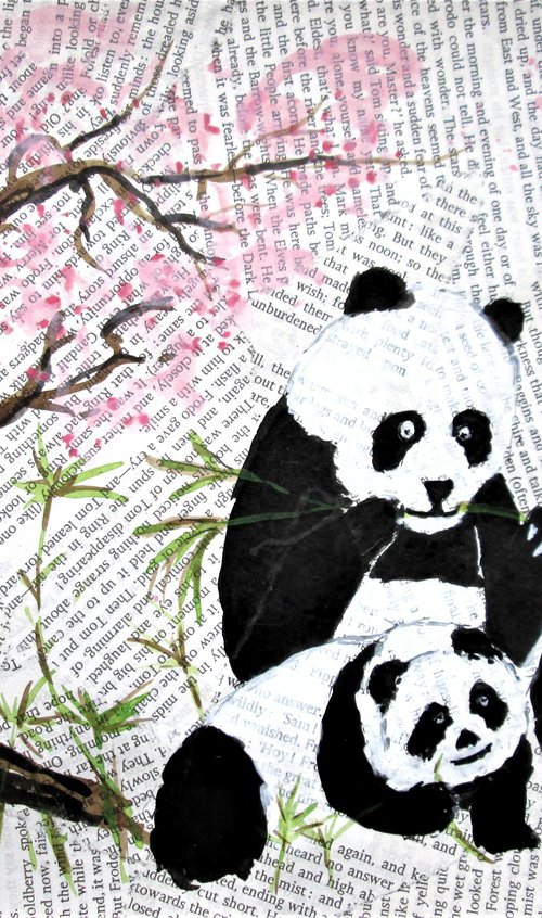 Mother and Baby Panda bears by MARJANSART