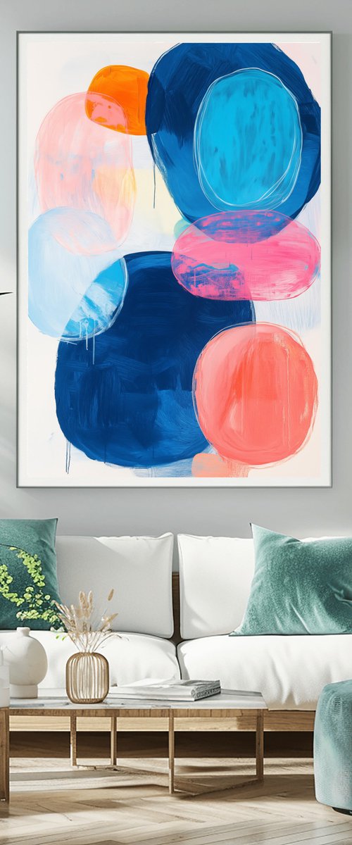 Large Blue Pink Orange Circles by Sasha Robinson