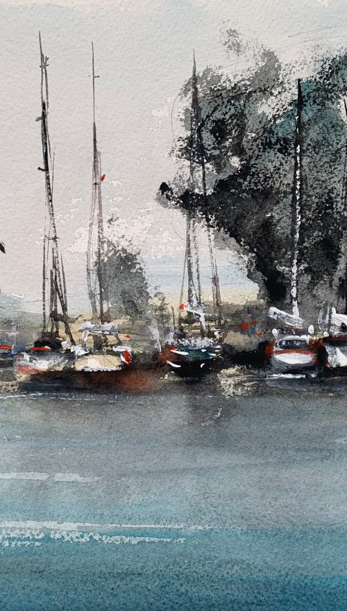 Seascape view - sailing boats harbour by Tihomir Cirkvencic