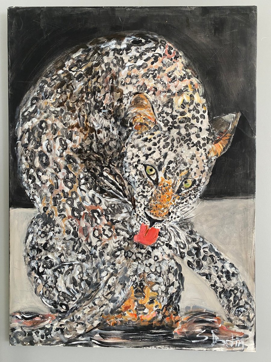 Leopard Acrylic artwork 73x100 by Sylvie Dodin