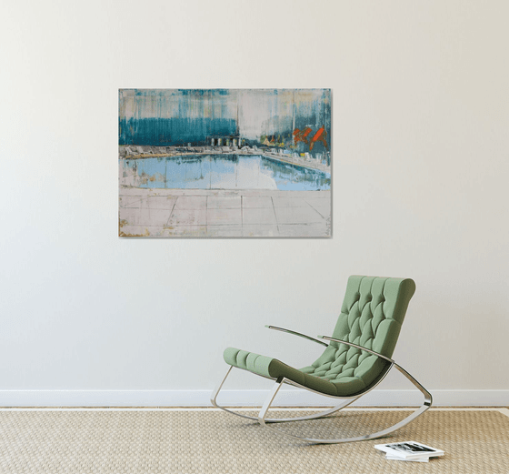 Oil painting, stretched "Pool 10" 100/70cm