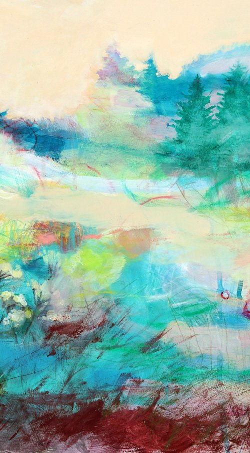 Wandering Though the Boundaries 23x17.5" Loose Abstract Original Landscape Painting by Kerri McCabe