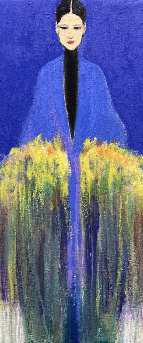 Woman with a Flowers by Gela MIKAVA