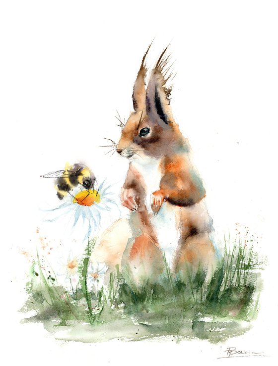 Squirrel and honey bee