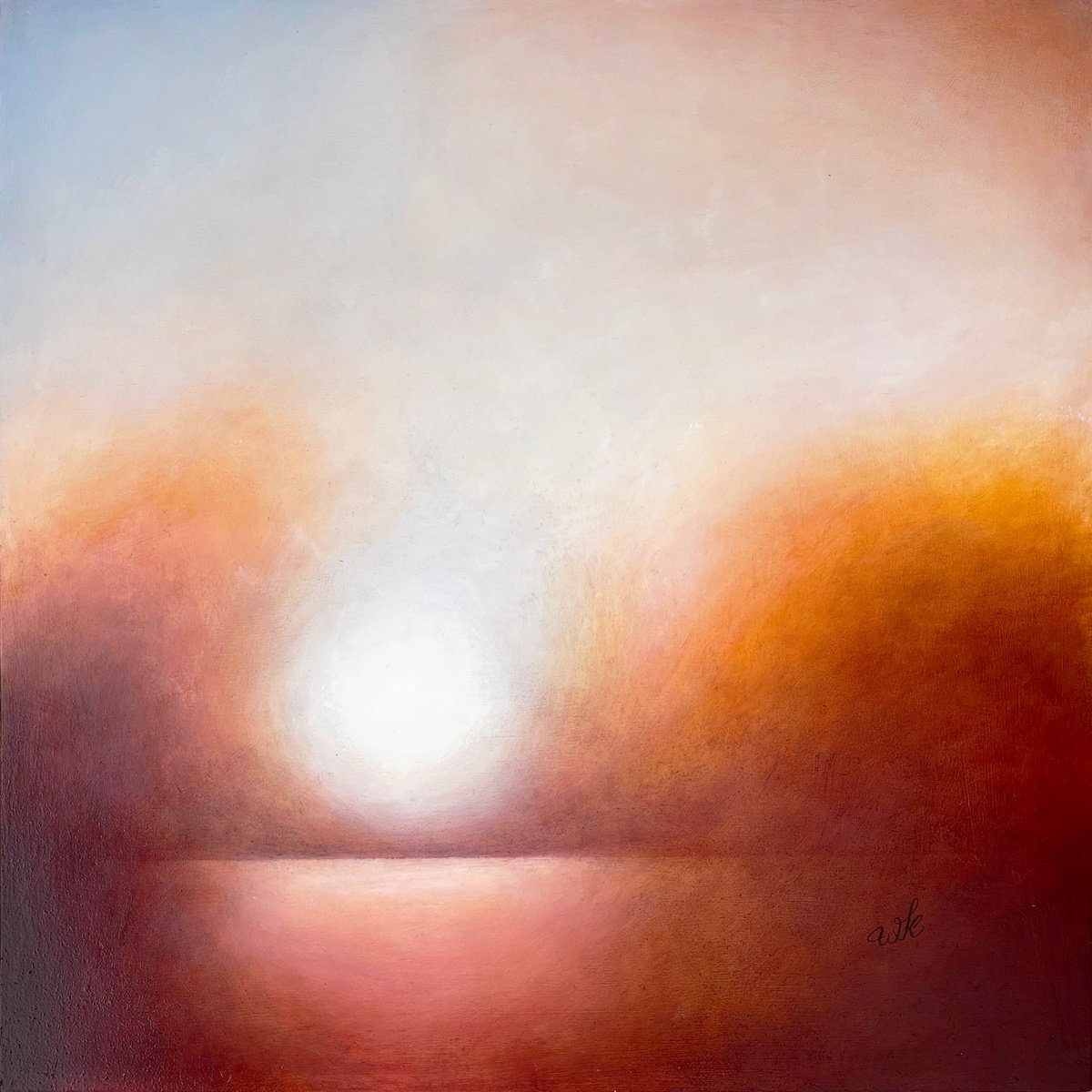 Expressive Landscape Oil Painting By Waldemar Kaliczak, 24 X 24", Afterimage #5, Original Artwork