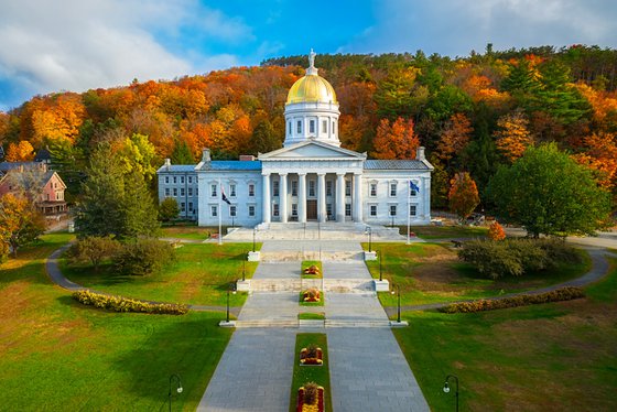 Vermont State House Fall Foliage