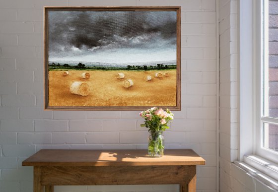 The end of the Harvest, Hay Bales on Field