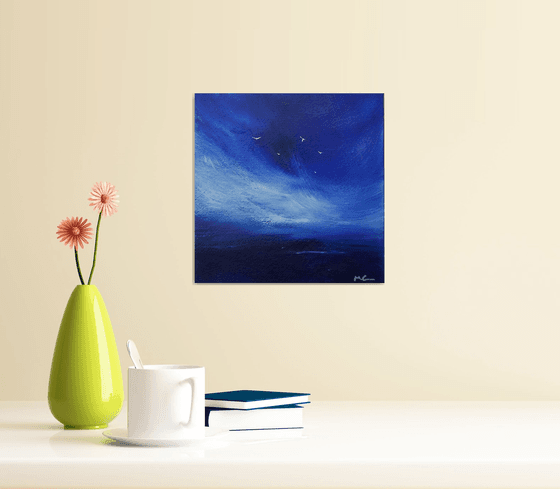 Free as a Bird 1 - seascape, blue, small, gorgeous