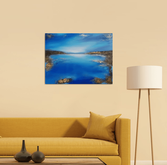 A large original modern semi-abstract seascape painting "Depth of the sea"