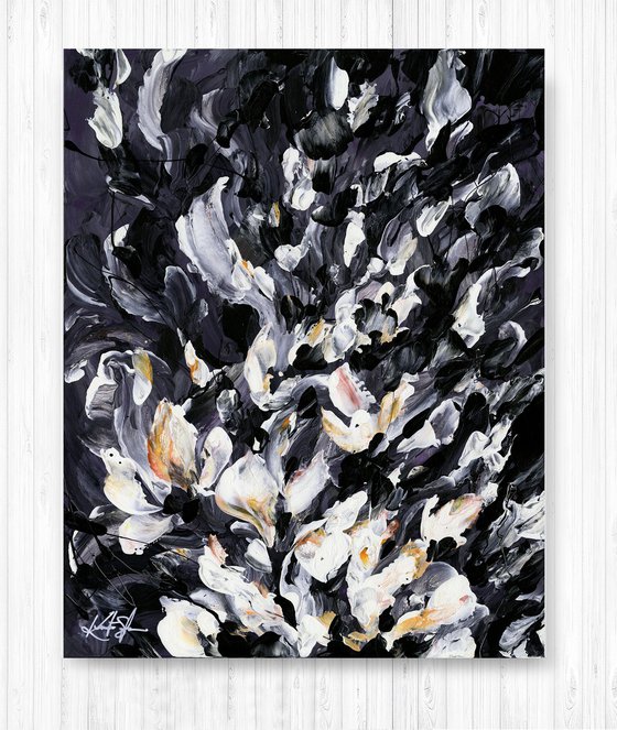 Midnight Blooms 3 - Abstract Floral Painting  by Kathy Morton Stanion