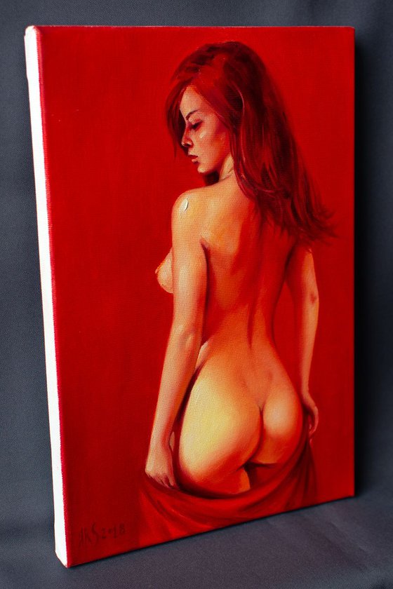 RED (Beautiful girl Oil Painting Portrait)