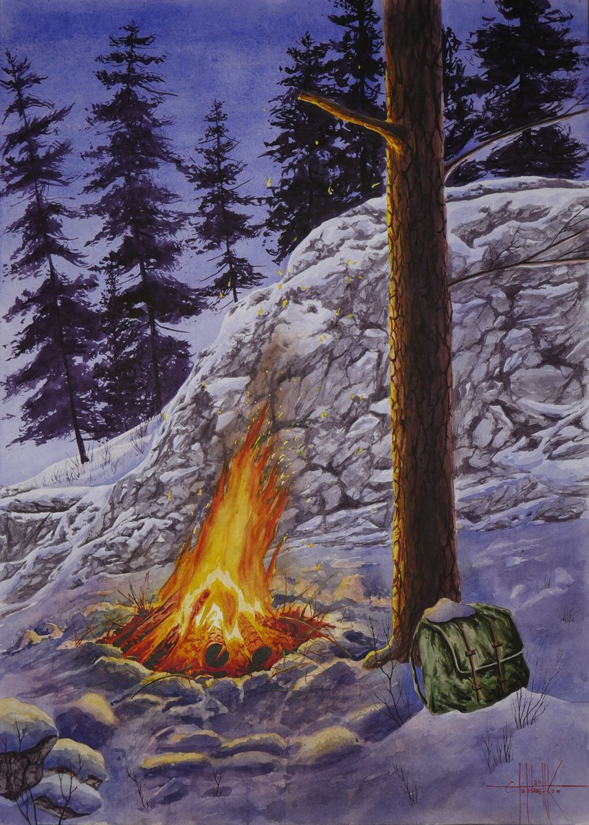 Photorealistic Landscape Watercolour By Eugene Gorbachenko, 20 X 28, Halt In The Mountains 2024 Watercolor On Paper 70X50, Artfinder