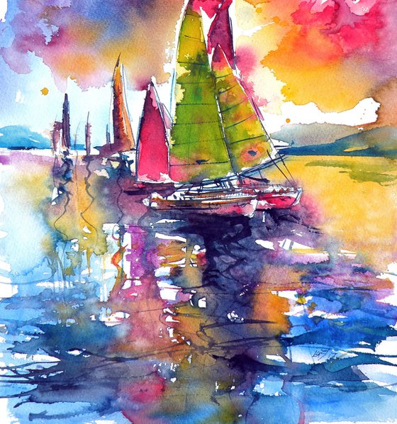 Dramatic mood with sailboats