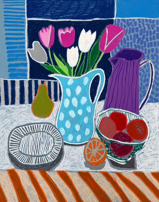 Tulips in Blue Harmony