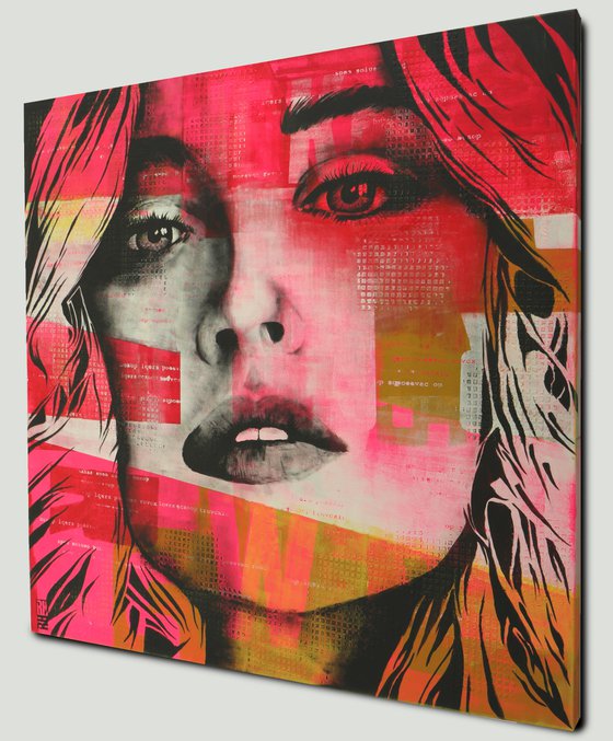 XL Portrait Painting - Pop Song - Pink Pop Art - 150x150cm - Ronald Hunter - 05J