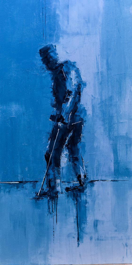 Old man walking. Abstract figurative art