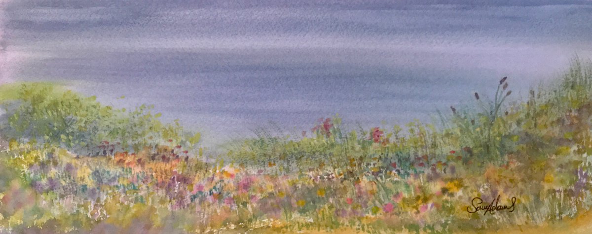 Flowers by the sea by Samantha Adams professional watercolorist