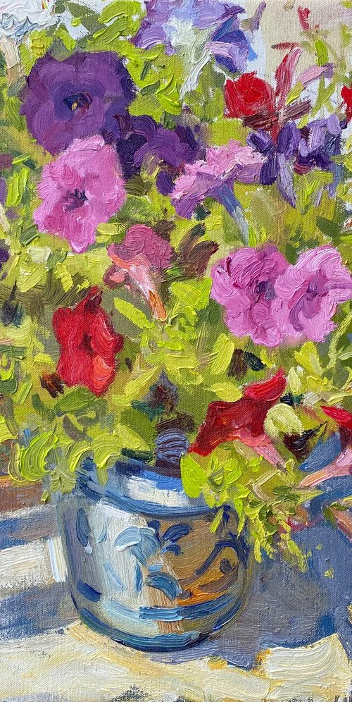 Colorful Petunias by Nataliia Nosyk