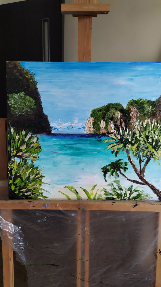 Thailand, original Asian island oil painting, Gift, bedroom decor