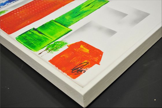 Colourfull Chicago  - abstract acrylic painting, canvas wall art, framed modern art