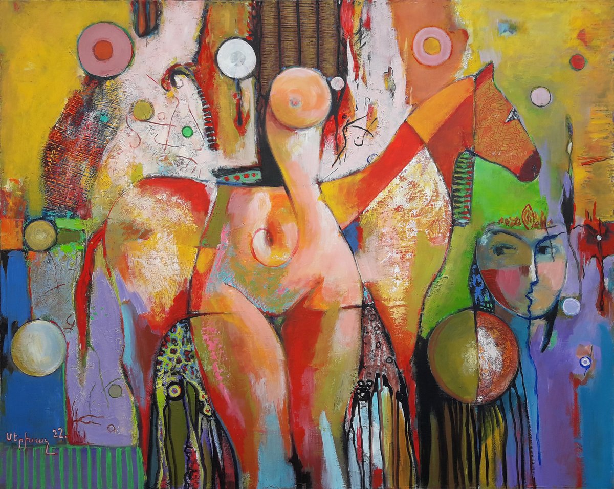 Impressionistic Portrait Oil Painting By Sergey Xachatryan, 39 X 31", Memories, Original Artwork