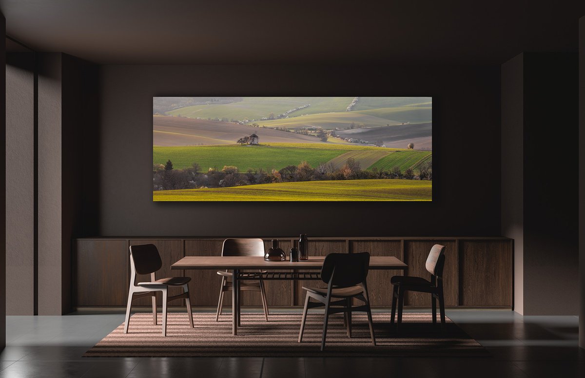 Photorealistic Landscape Photograph By Pavel Oskin, 116 X 43", Mill Of Kunkovice In Spring, Original Artwork