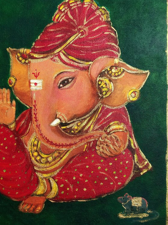 Baby Ganesha with a red turban