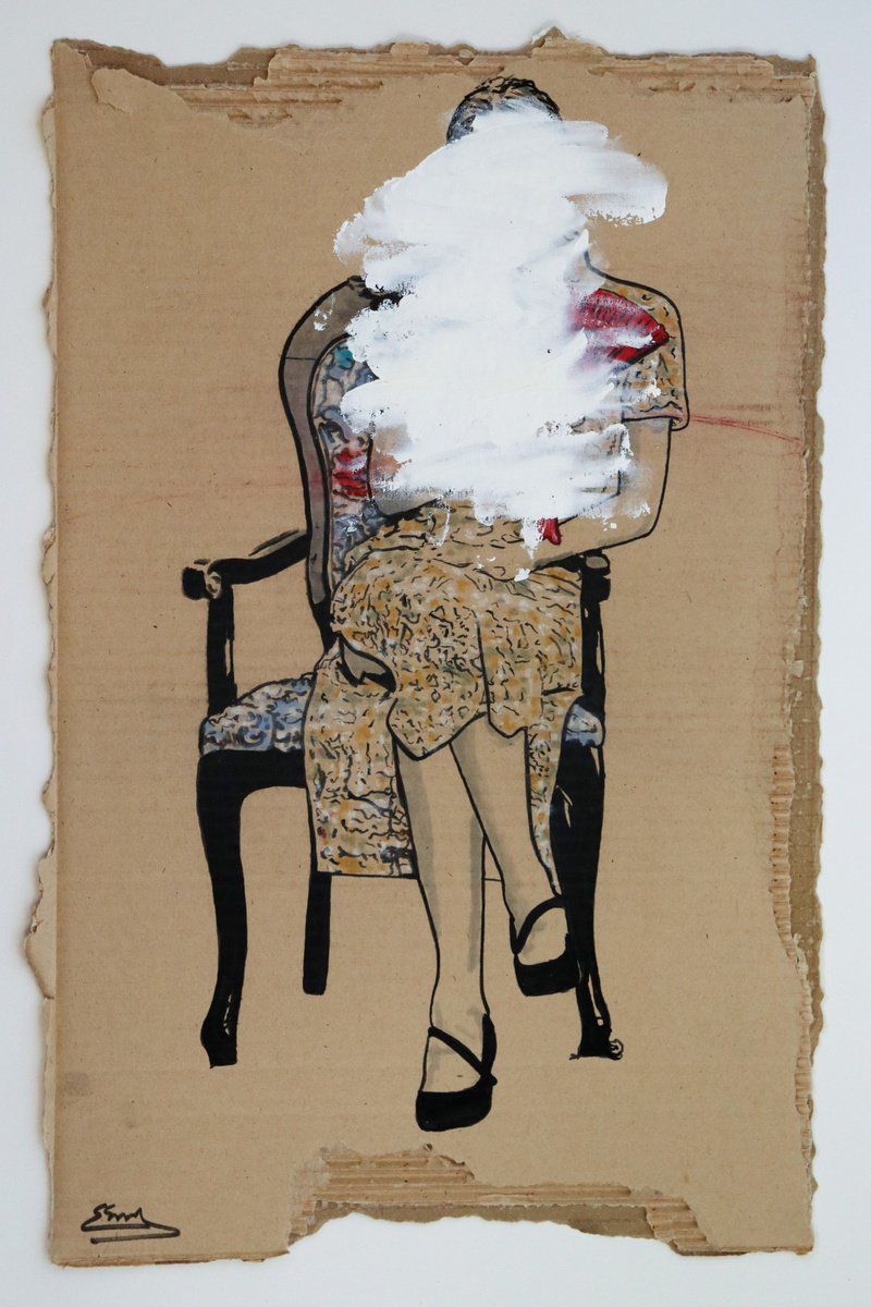 Expressive Portrait Acrylic Painting By Jan Noah, 12 X 19, A Crisis Of Confidence 3, Original Artwork