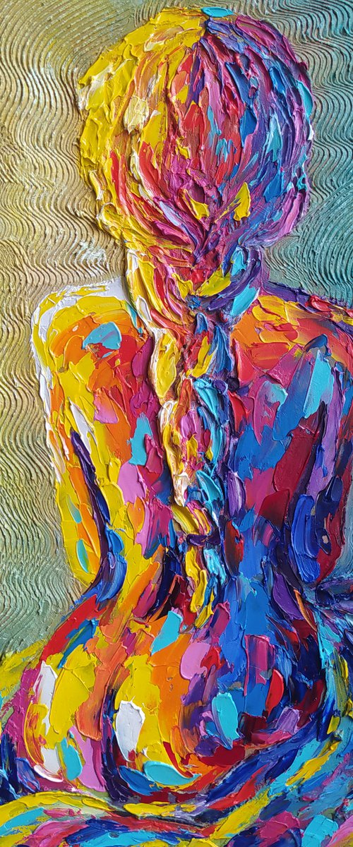 Heat from fire - woman body, nude, erotic, body, woman, woman body, oil painting, gift for him, gift for man, nu by Anastasia Kozorez
