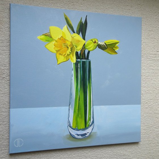 Daffodils In A Glass Vase 2