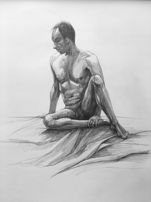 Figure Study_Sitting Man by Bahareh Kamankesh