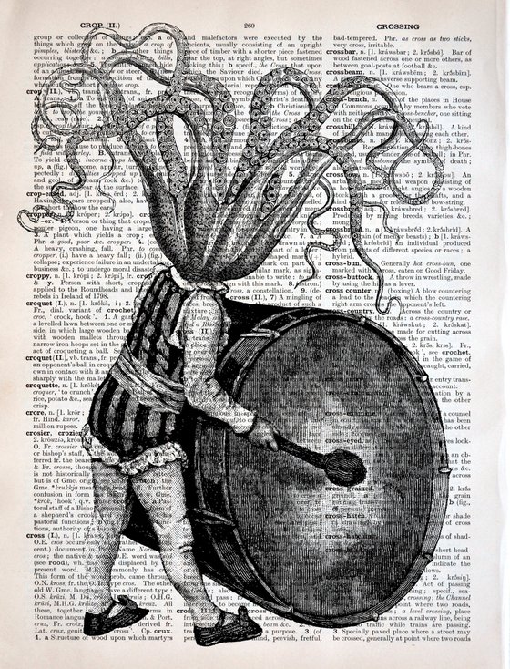 The Tin Drum - Collage Art Print on Large Real English Dictionary Vintage Book Page