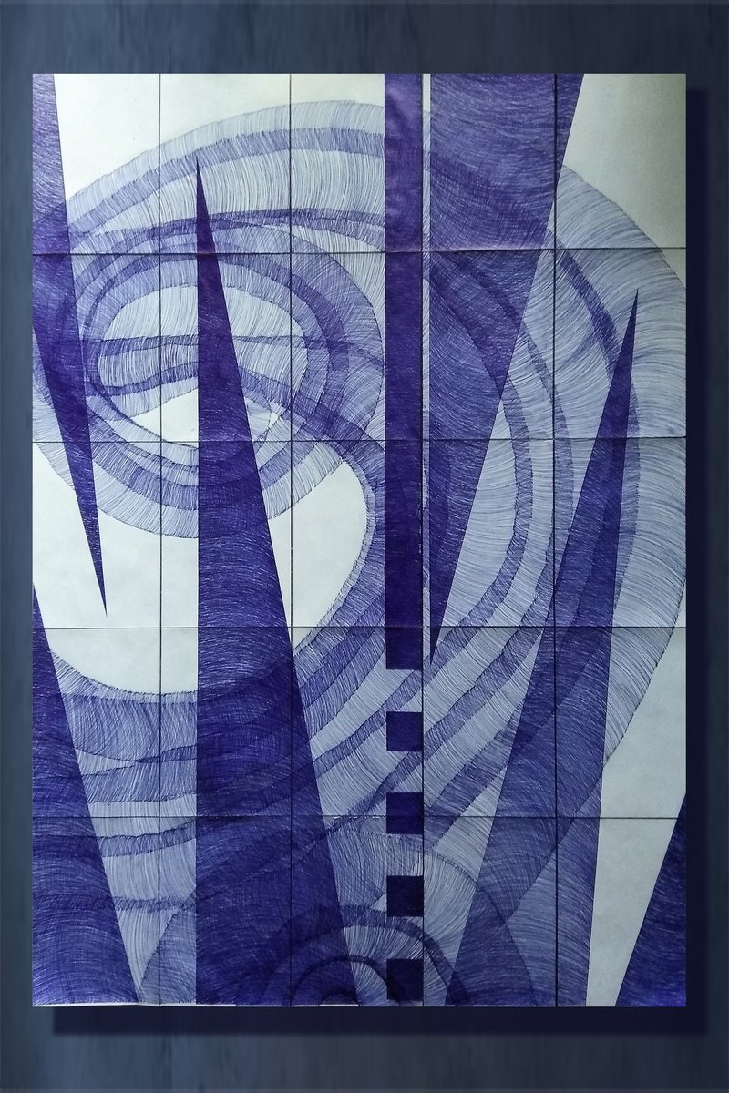 Surrealistic Abstract Drawing By Marya, 43 X 59", "Power", Original Artwork