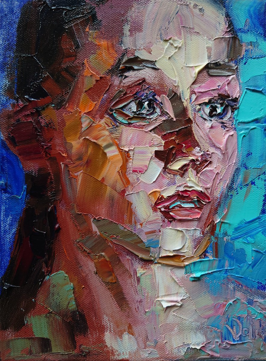 Expressive Oil Painting , Radiant Gaze By Dalia Visockaite Kisieliene, 7 X 9, Artwork For Sale On Artfinder