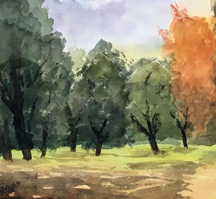 A Walk In The Woods In Autumn A Large Colourf Artfinder
