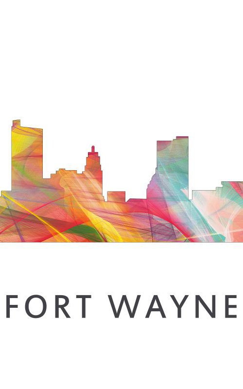 Fort Wayne Indiana Skyline WB1 by Marlene Watson