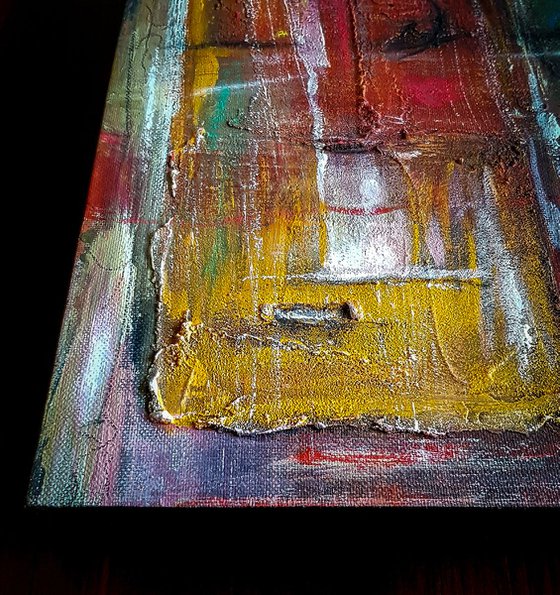 Stick To It Red - Abstract Textured Acrylic Painting. READY TO HANG.